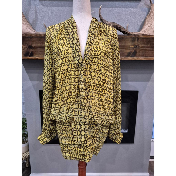 Yellow Patterned Mini Dress - Picture 2 of 8